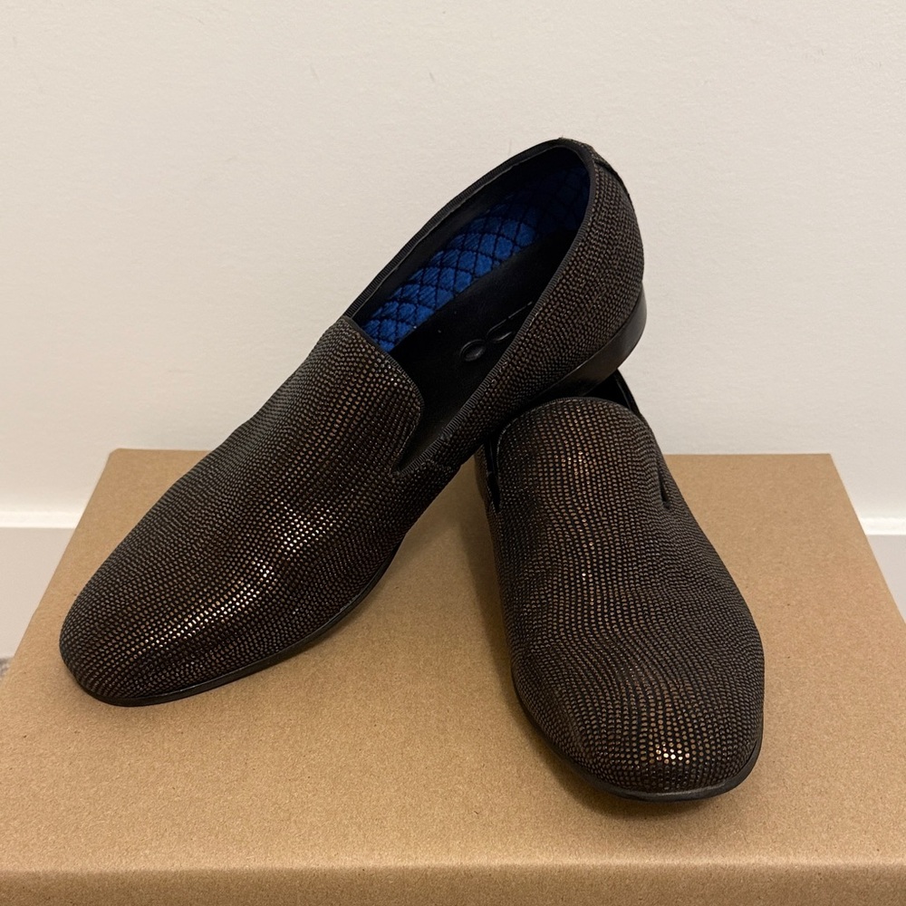 Aldo Elegant Black and Copper Loafers